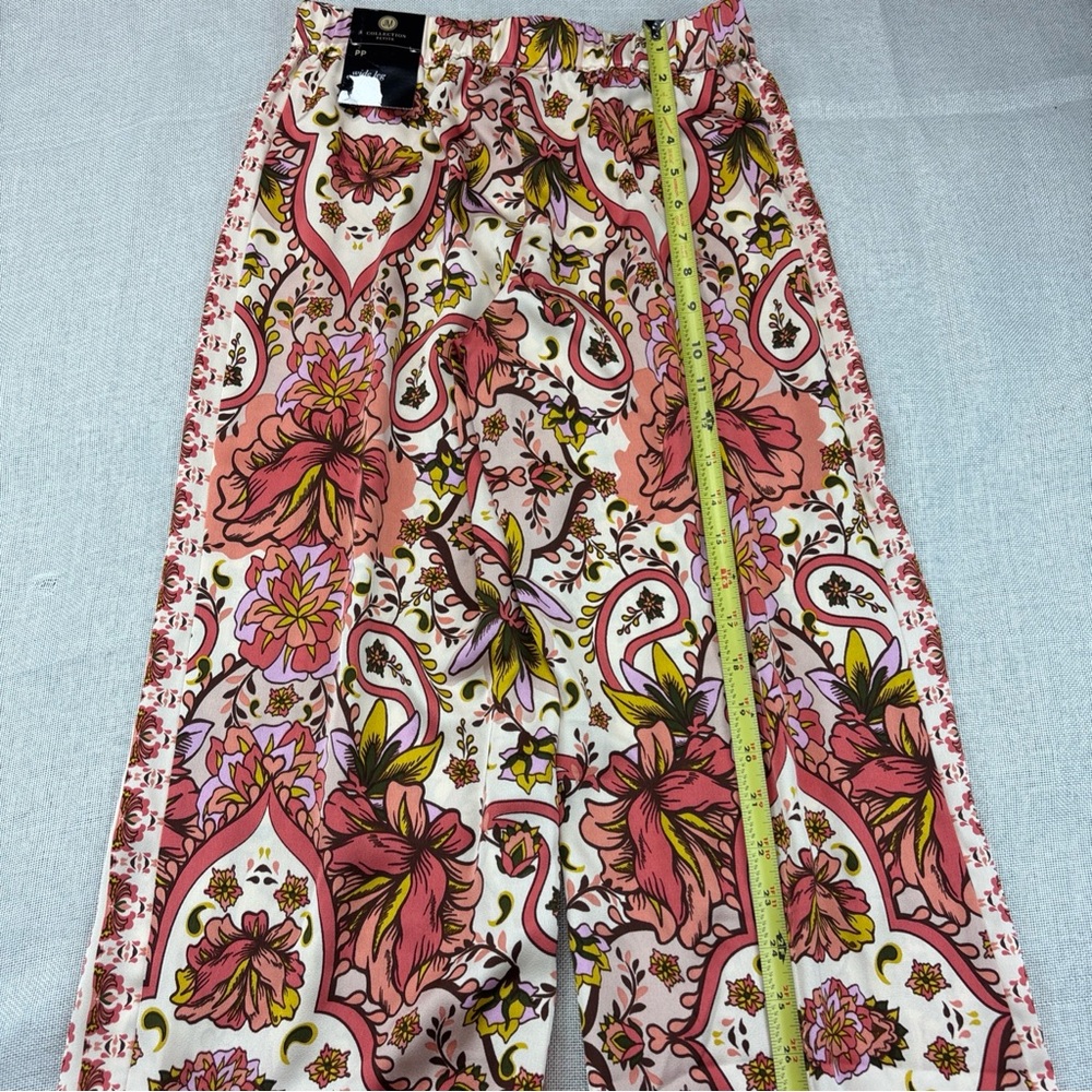 Jm Collection Petite Medallion Melody Satin Pants Size PP - Picture 9 of 11
